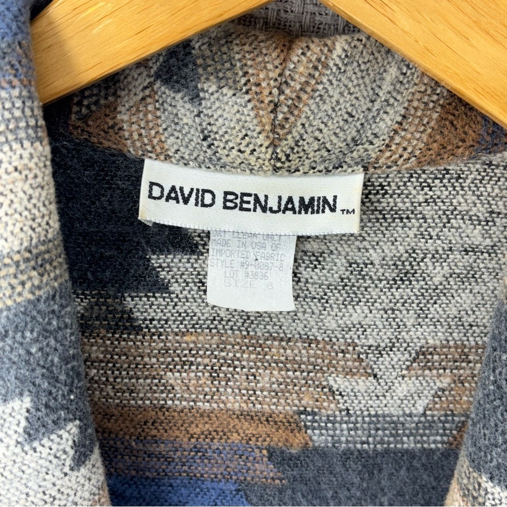 Vtg David Benjamin Southwestern Woven Jacket Coat Women Sz 8 Two Button Tribal - Picture 2 of 9